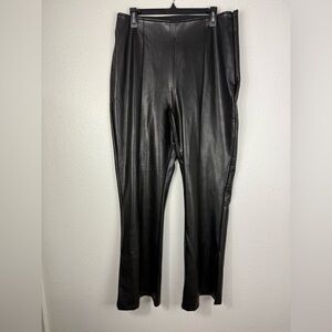 Abercrombie & Fitch Black Faux Leather Pants with slit bottom size XL